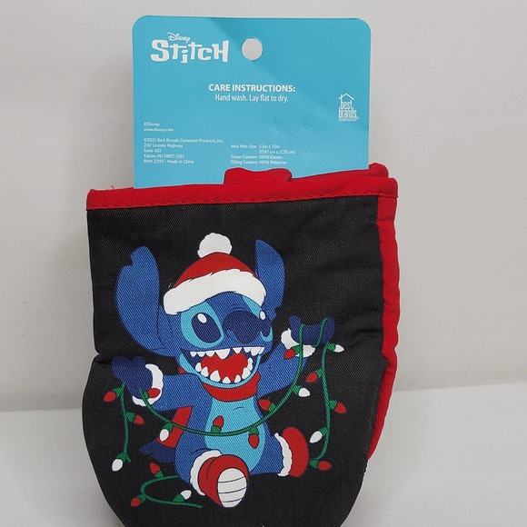 Disney Santa STITCH Christmas Holiday 2 Pack Kitchen Cooking Oven Mini Mitts New - Picture 3 of 8